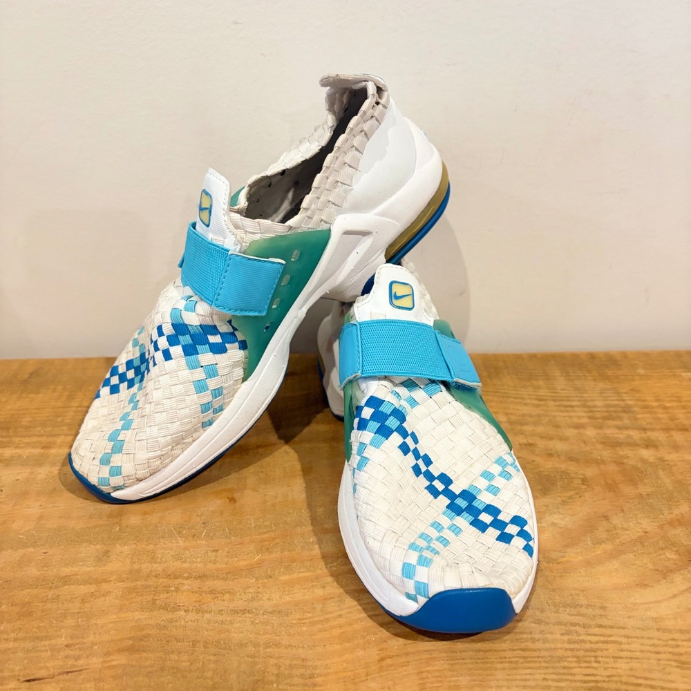Nike Air Presto Woven‎ White Blue Checkered Sneakers 302260-141 Mens 8 RARE READ